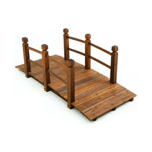 Load image into Gallery viewer, SCENDOR Garden Bridges Wooden 5 FT, Classic Bridge Arch with Safety Railings Stained Finished Footbridge
