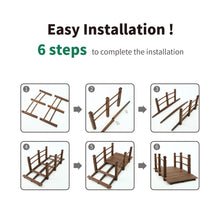 Load image into Gallery viewer, SCENDOR Garden Bridges Wooden 5 FT, Classic Bridge Arch with Safety Railings Stained Finished Footbridge

