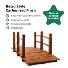 Load image into Gallery viewer, SCENDOR Garden Bridges Wooden 5 FT, Classic Bridge Arch with Safety Railings Stained Finished Footbridge
