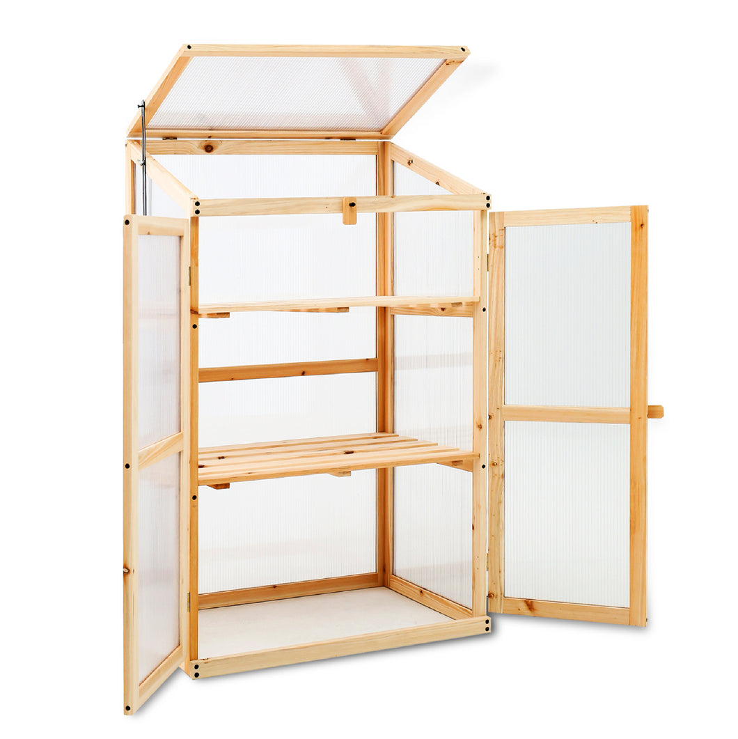 SCENDOR Cold Frames Greenhouse Wooden Design for Garden Plant Germination Outdoor Indoor